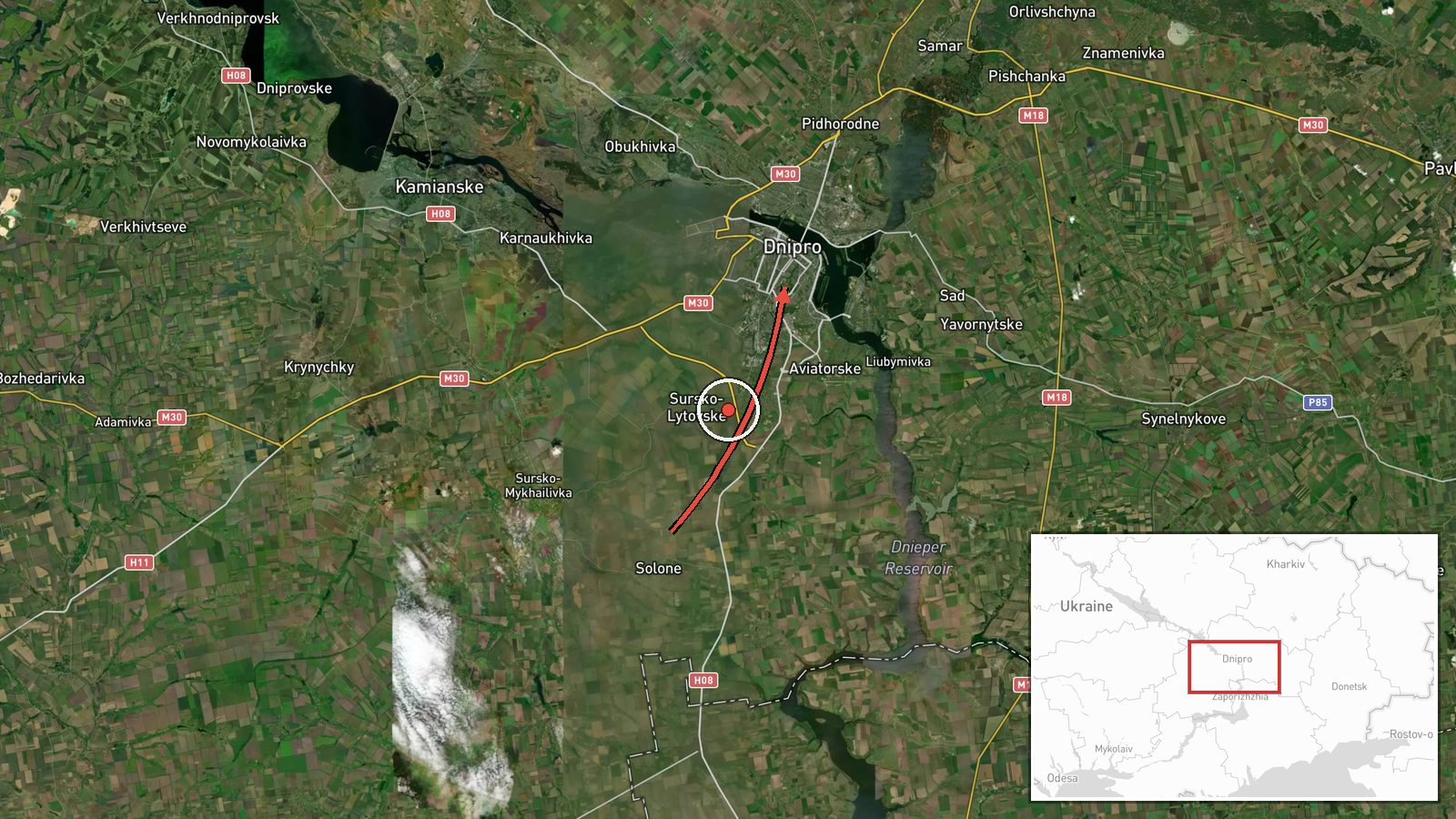 Dnipro, Ukraine — Cruise Missile location map