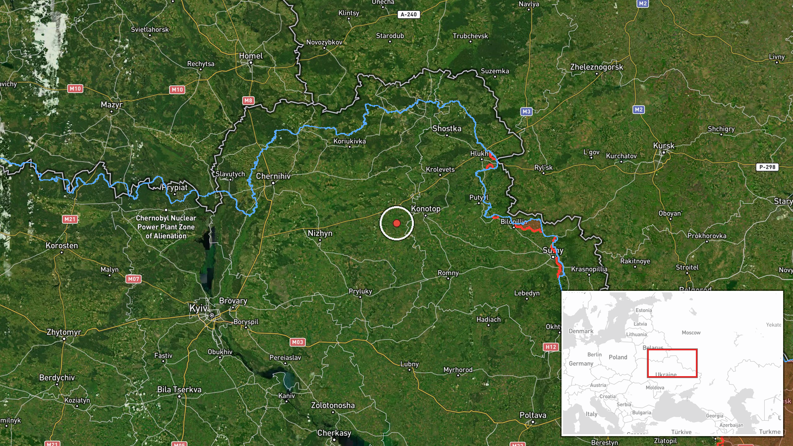 Bakhmach, Chernihiv Oblast, Ukraine — Cruise Missile location map
