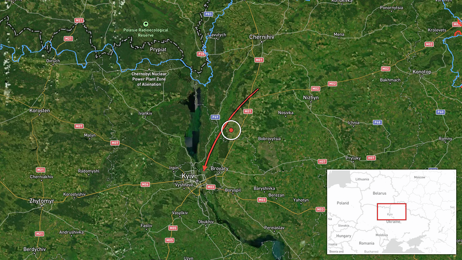 Kyiv Oblast, Ukraine — Drone Transit location map