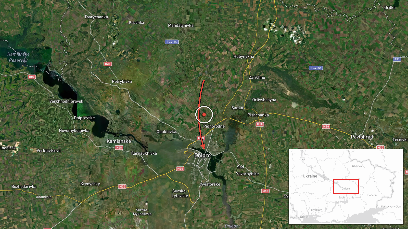 Dnipro, Ukraine — Cruise Missile location map