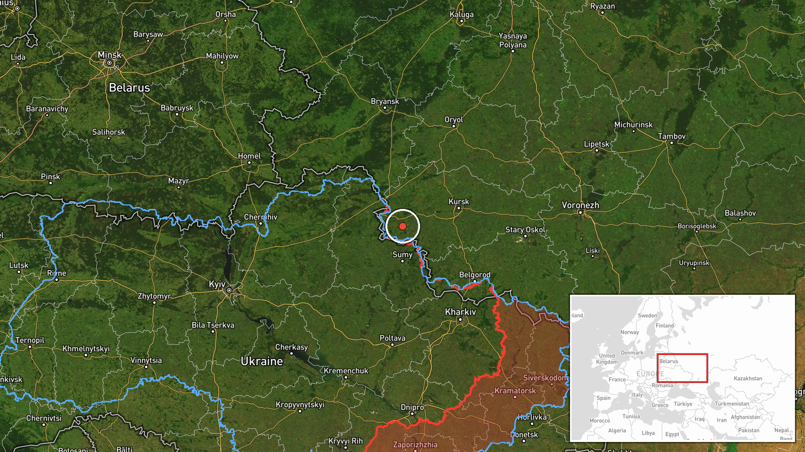 northern Sumy Oblast, Ukraine — Drone Transit location map