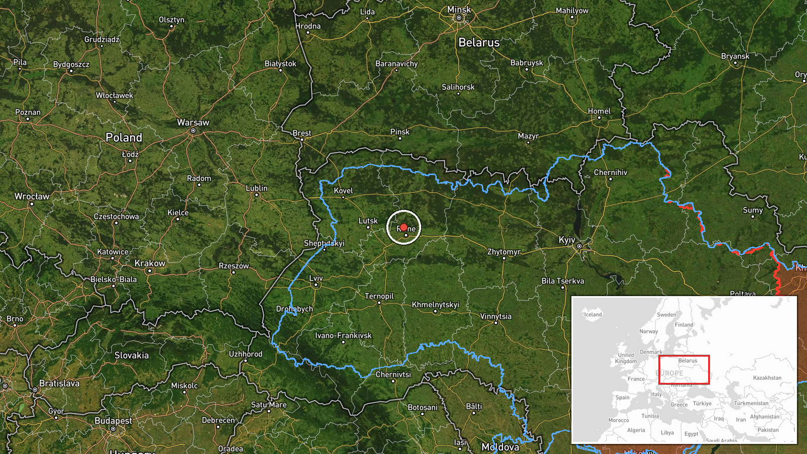 eastern Volyn Oblast, Ukraine — Drone Transit location map