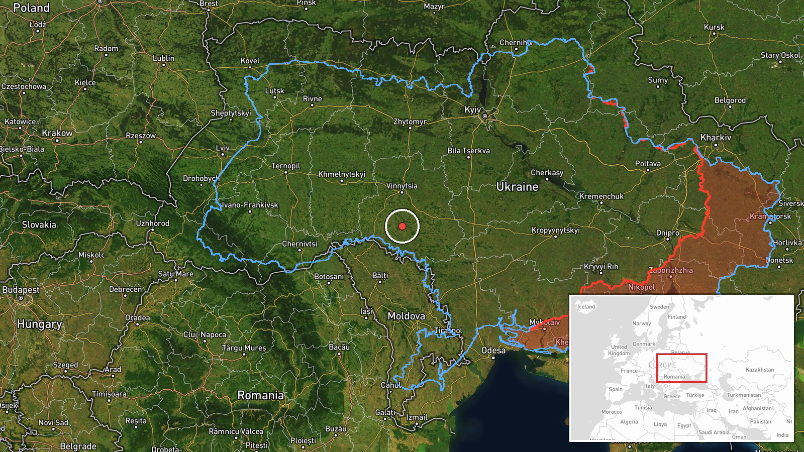 southern Vinnytsia Oblast, Ukraine — Drone Transit location map