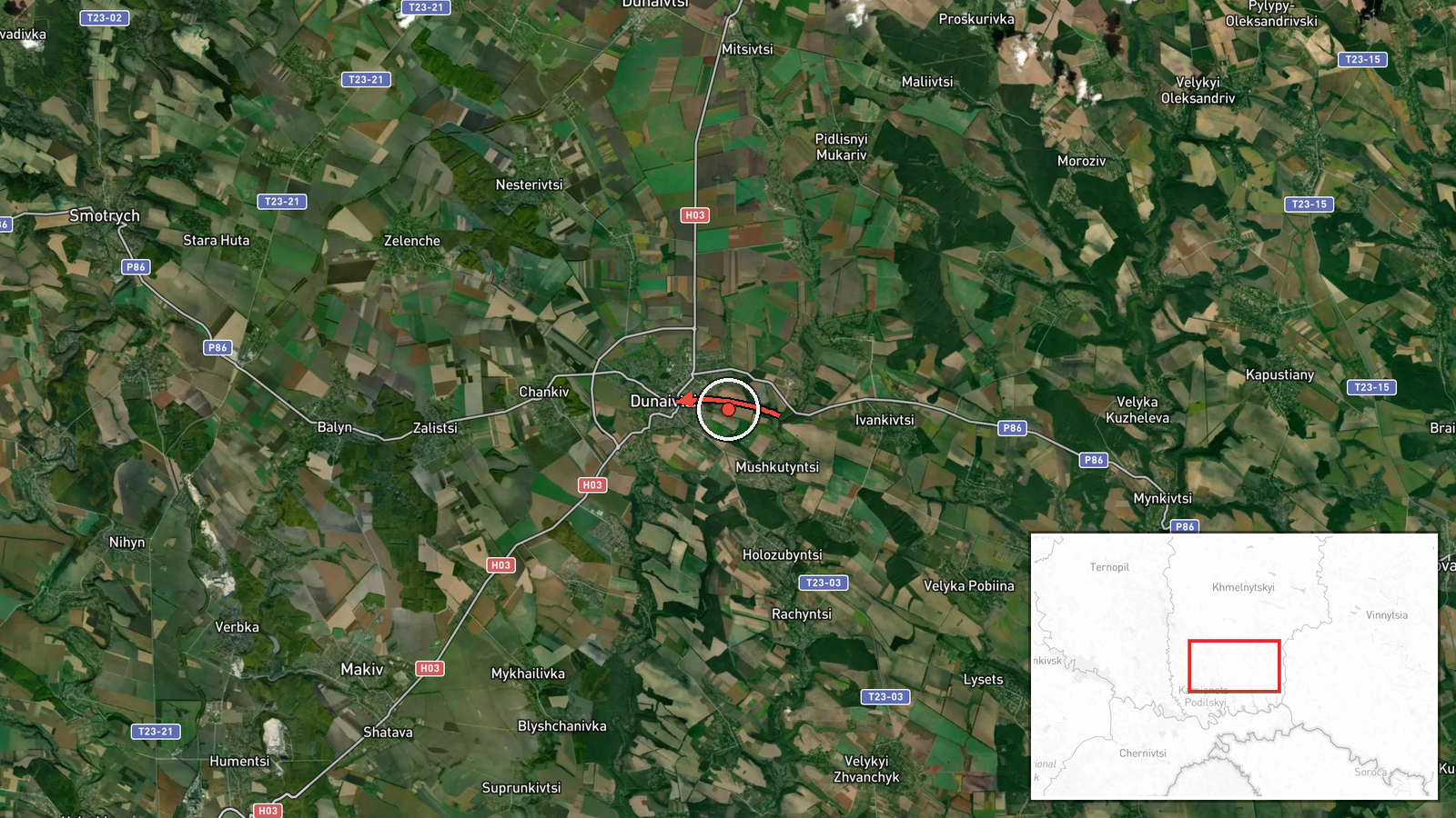 Dunayivtsi, Ukraine — Drone Transit location map