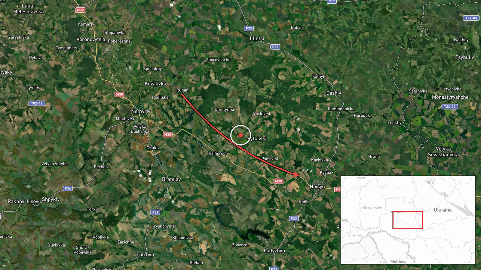 Haysyn, Ukraine — Drone Transit location map