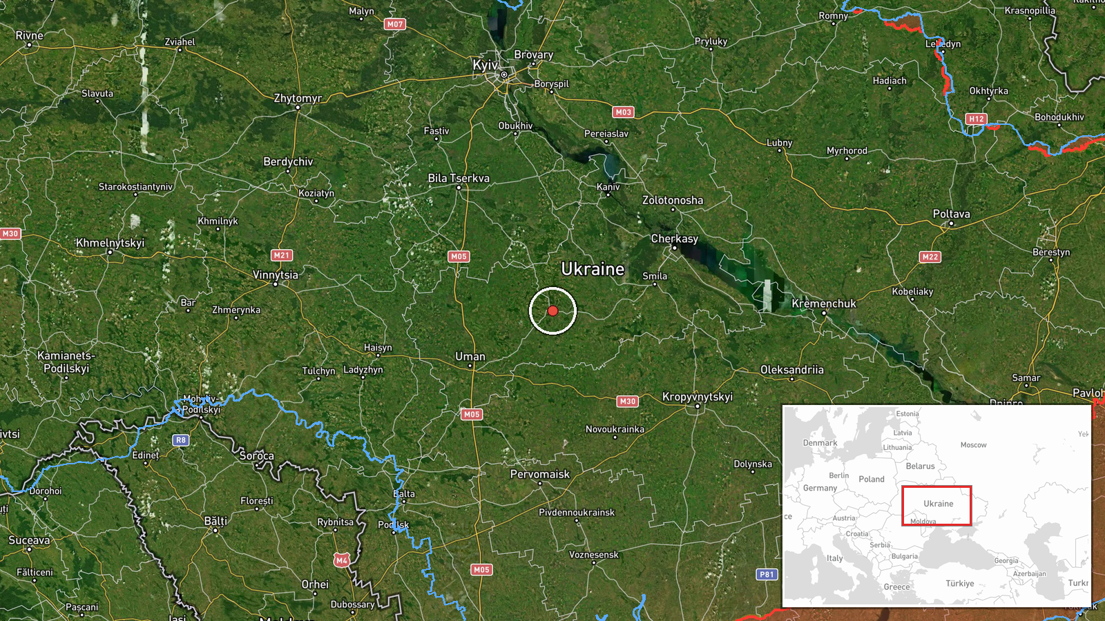 Zvenyhorodka, Ukraine — Drone Transit location map