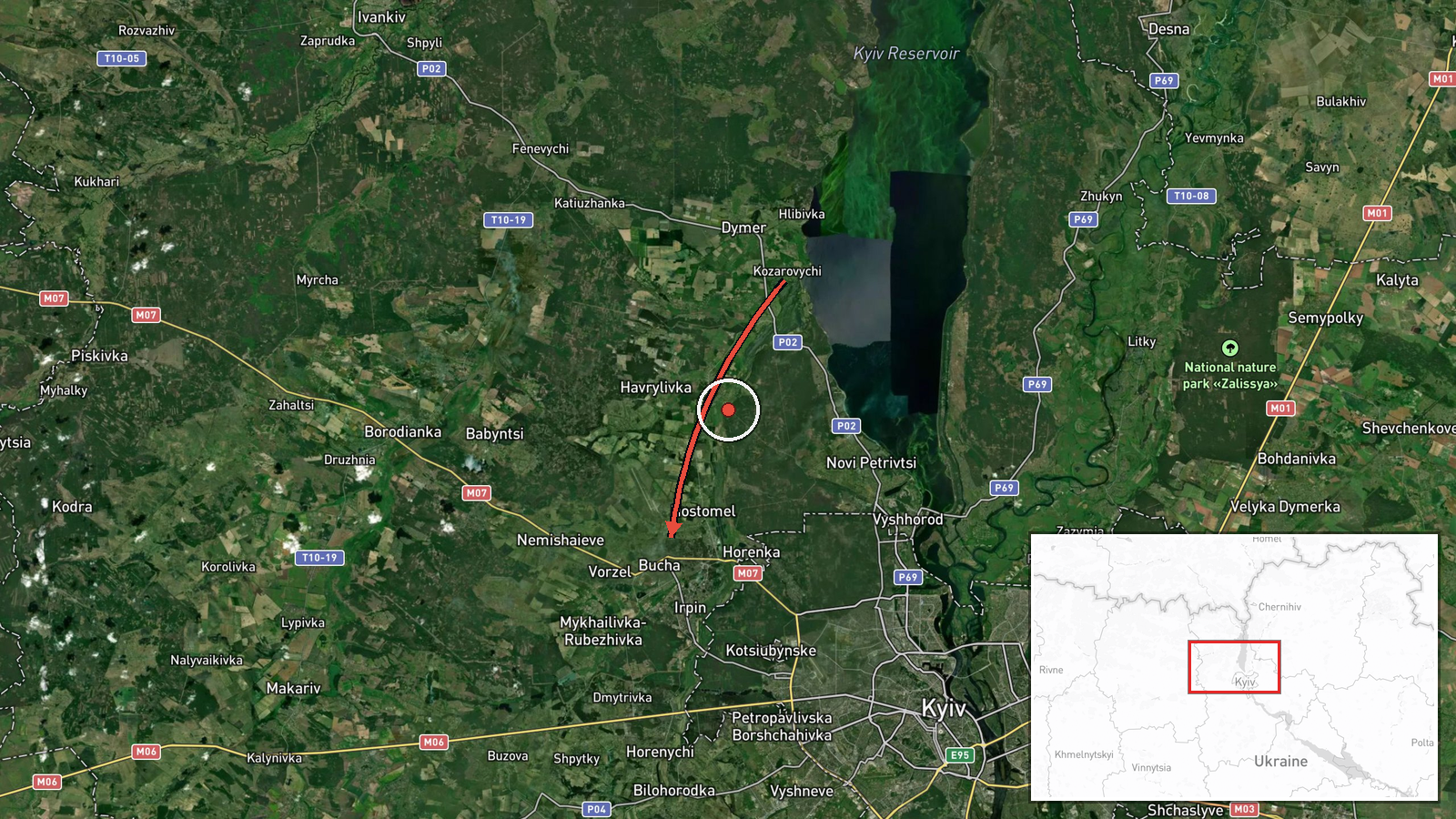 Bucha, Ukraine — Drone Transit location map