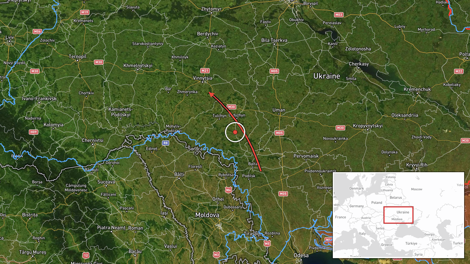 Vinnytsia Oblast, Ukraine — Drone Transit location map