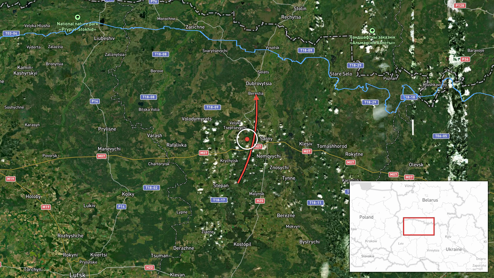 Dubrovytsya, Ukraine — Drone Transit location map