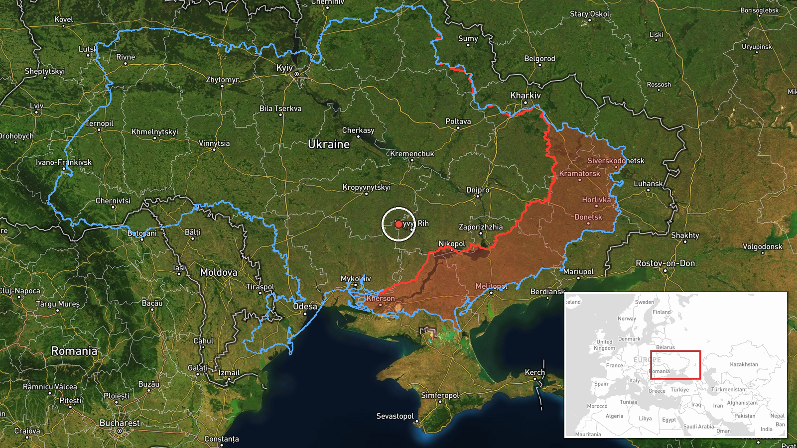 North of Dnipro, Dnipropetrovsk Oblast, Ukraine — Drone Transit location map