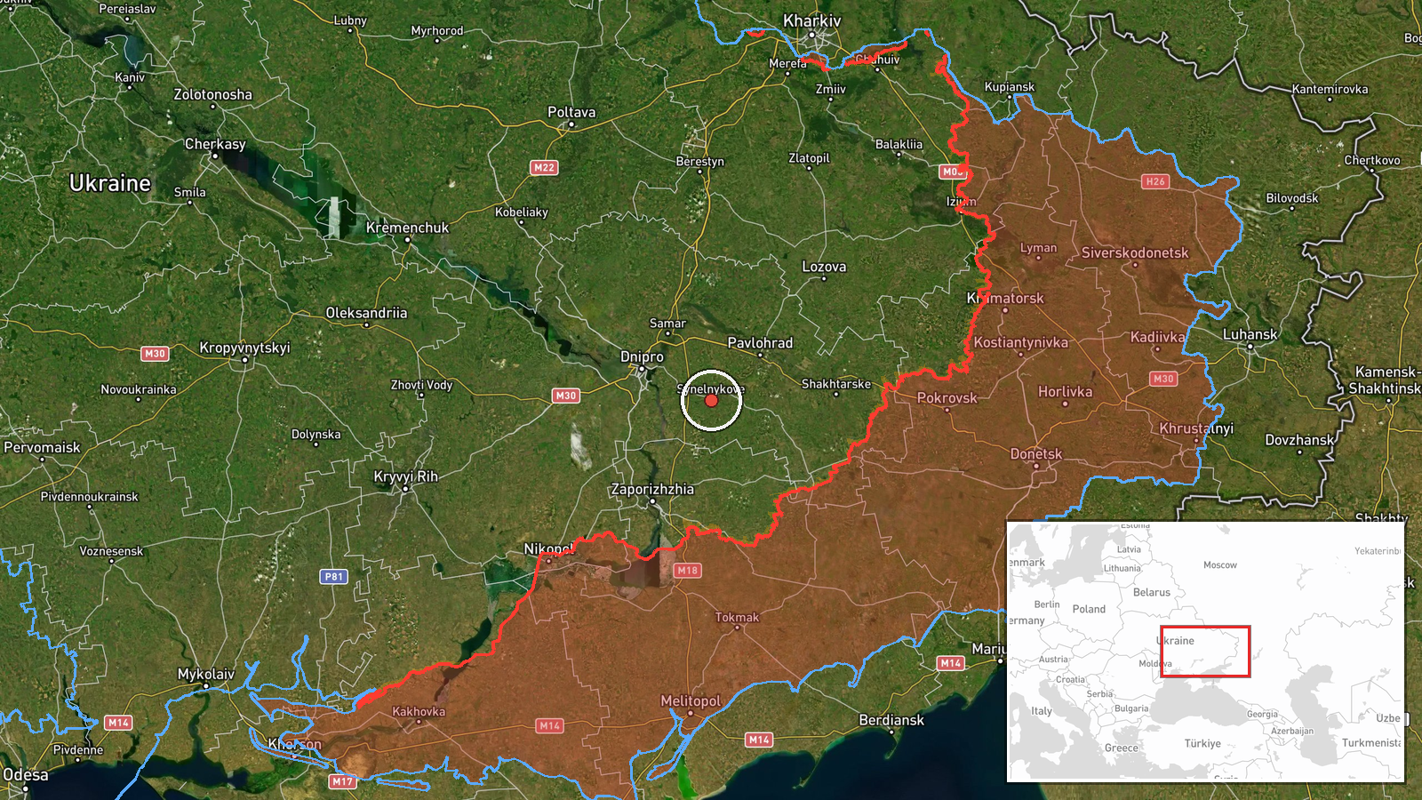 Synelnykove district, Ukraine — Drone Transit location map