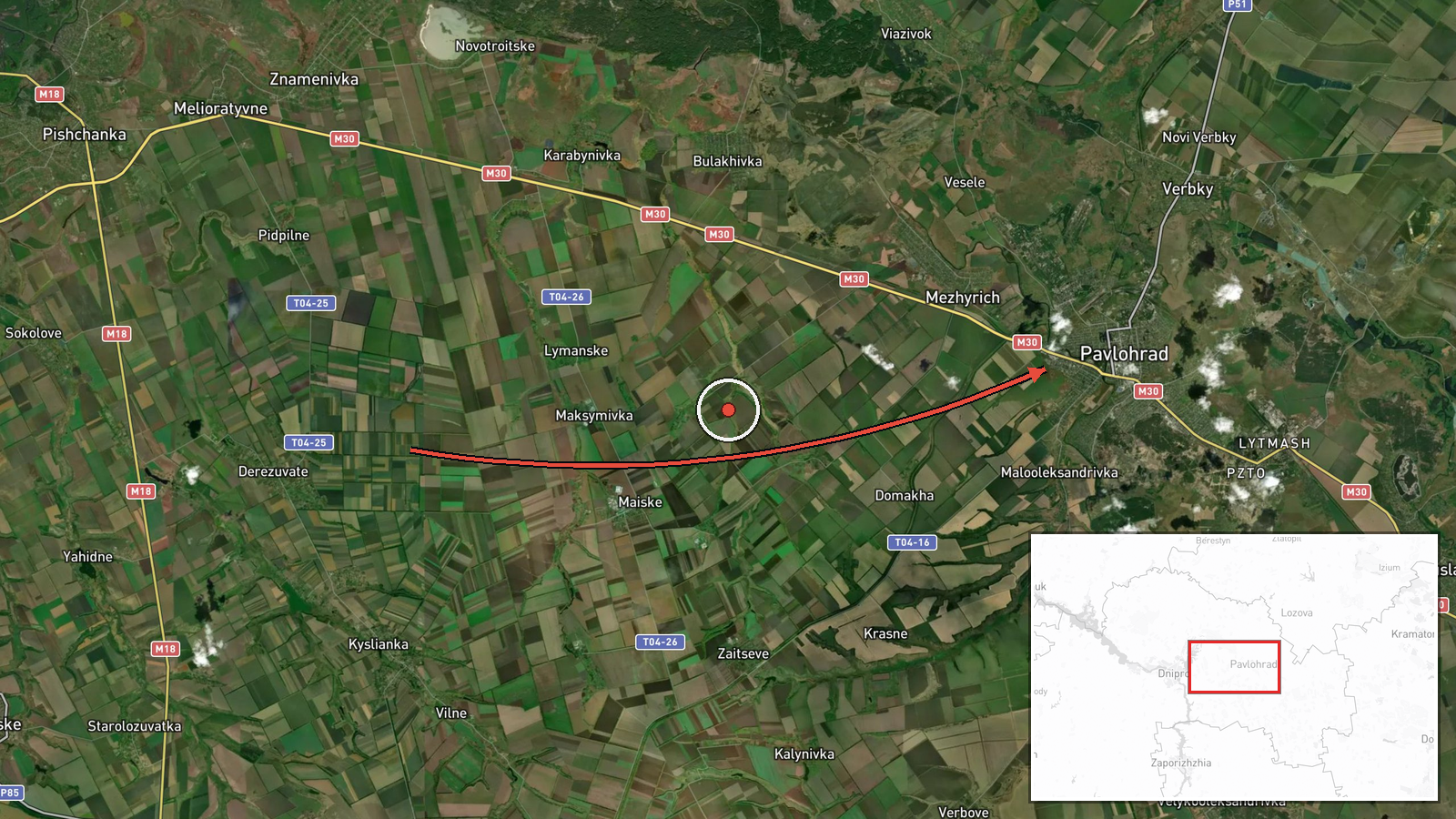 Pavlohrad, Ukraine — Drone Transit location map