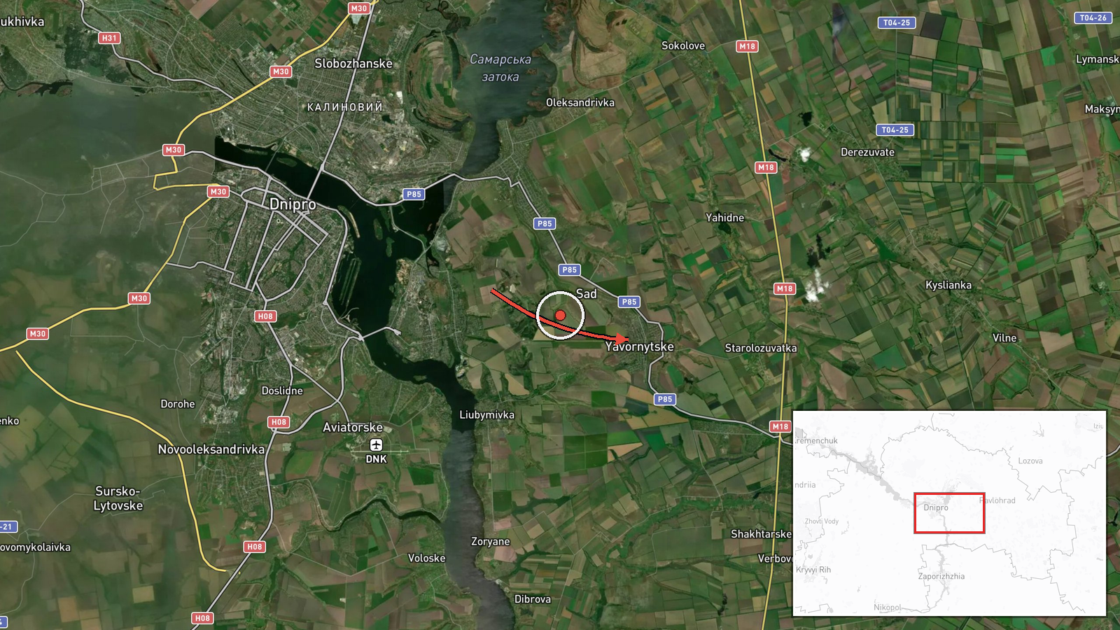 Yavornytske, Ukraine — Drone Transit location map