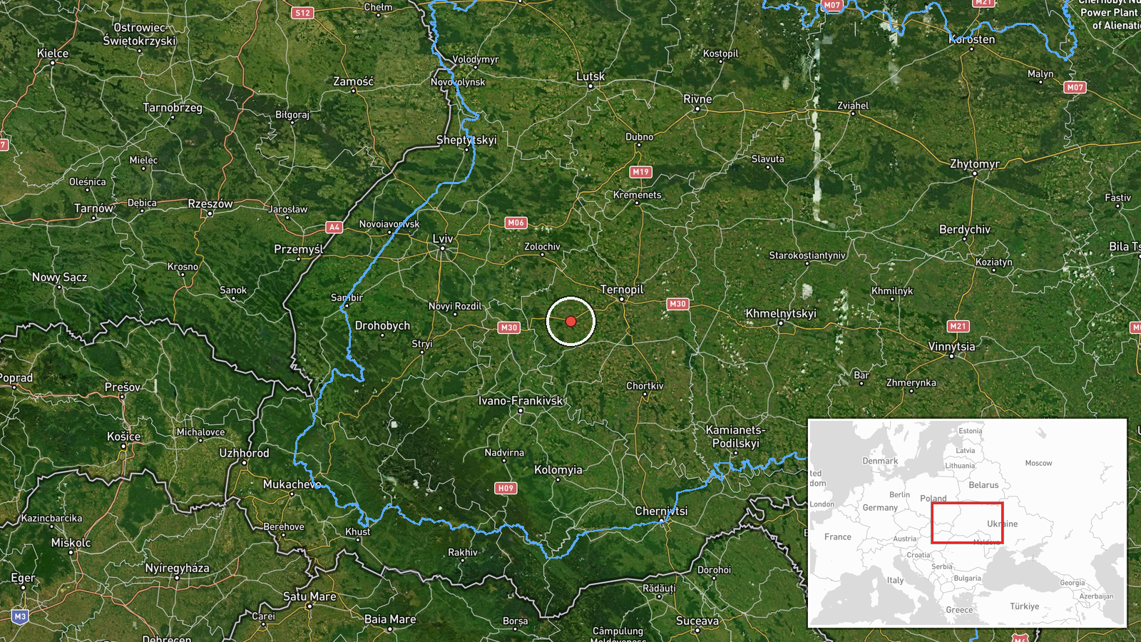 Kozova, Ukraine — Drone Transit location map