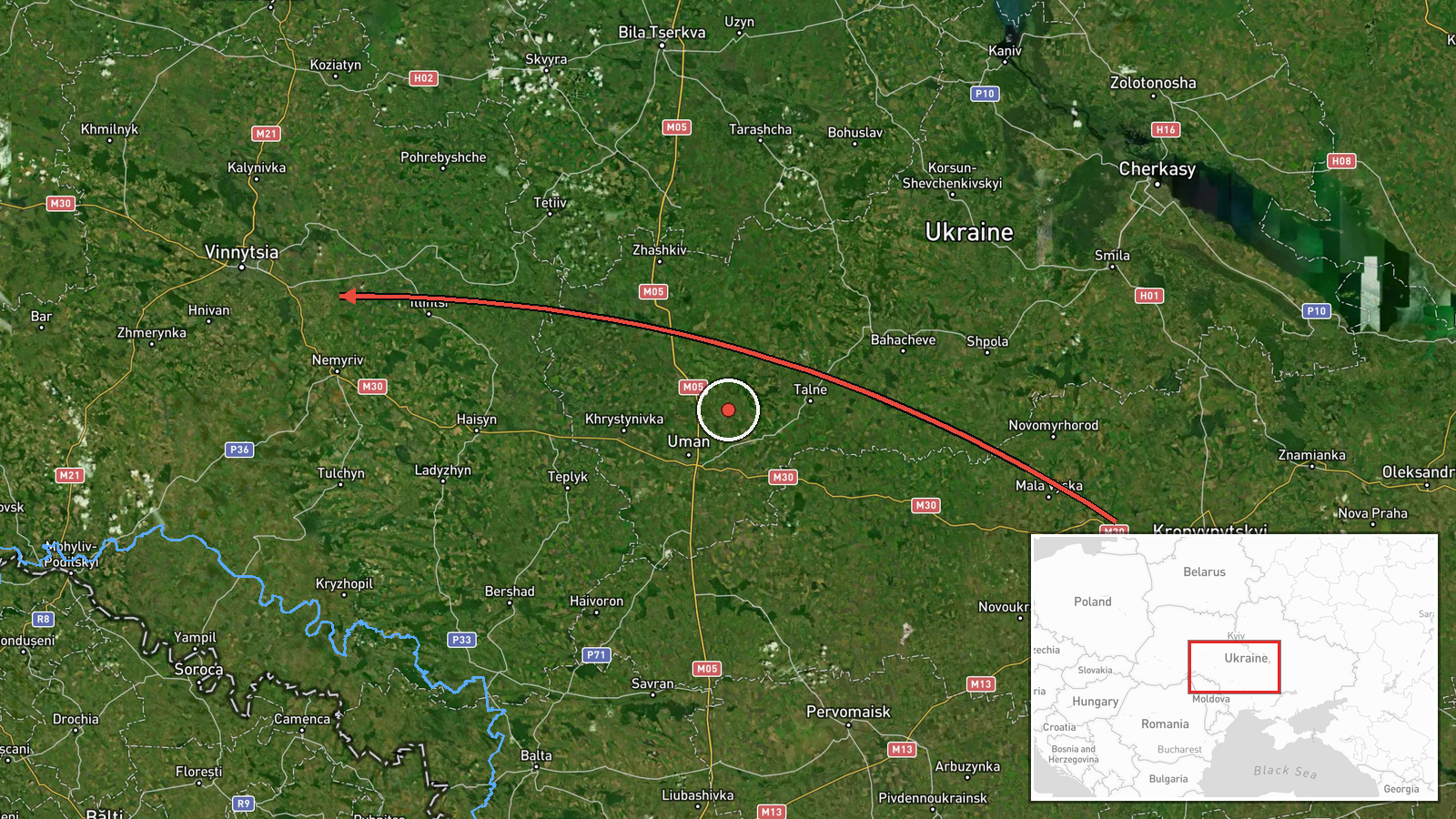 Vinnytsia Oblast, Ukraine — Drone Transit location map