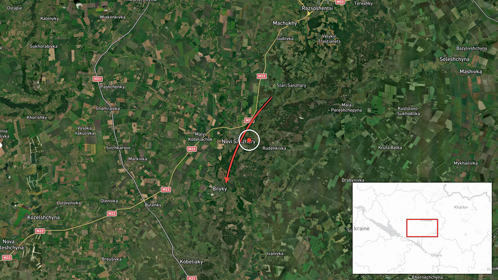 Bilyky, Ukraine — Drone Transit location map