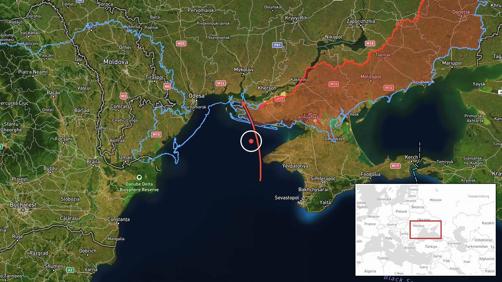 southern Mykolaiv Oblast, Ukraine — Drone Transit location map