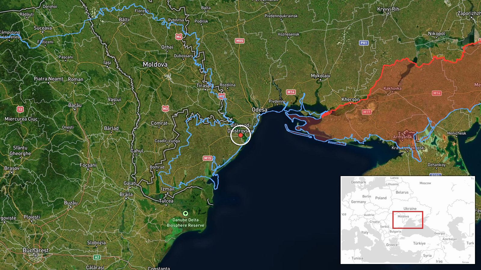 Bilhorod-Dnistrovskyi, Ukraine — Ballistic Missile location map