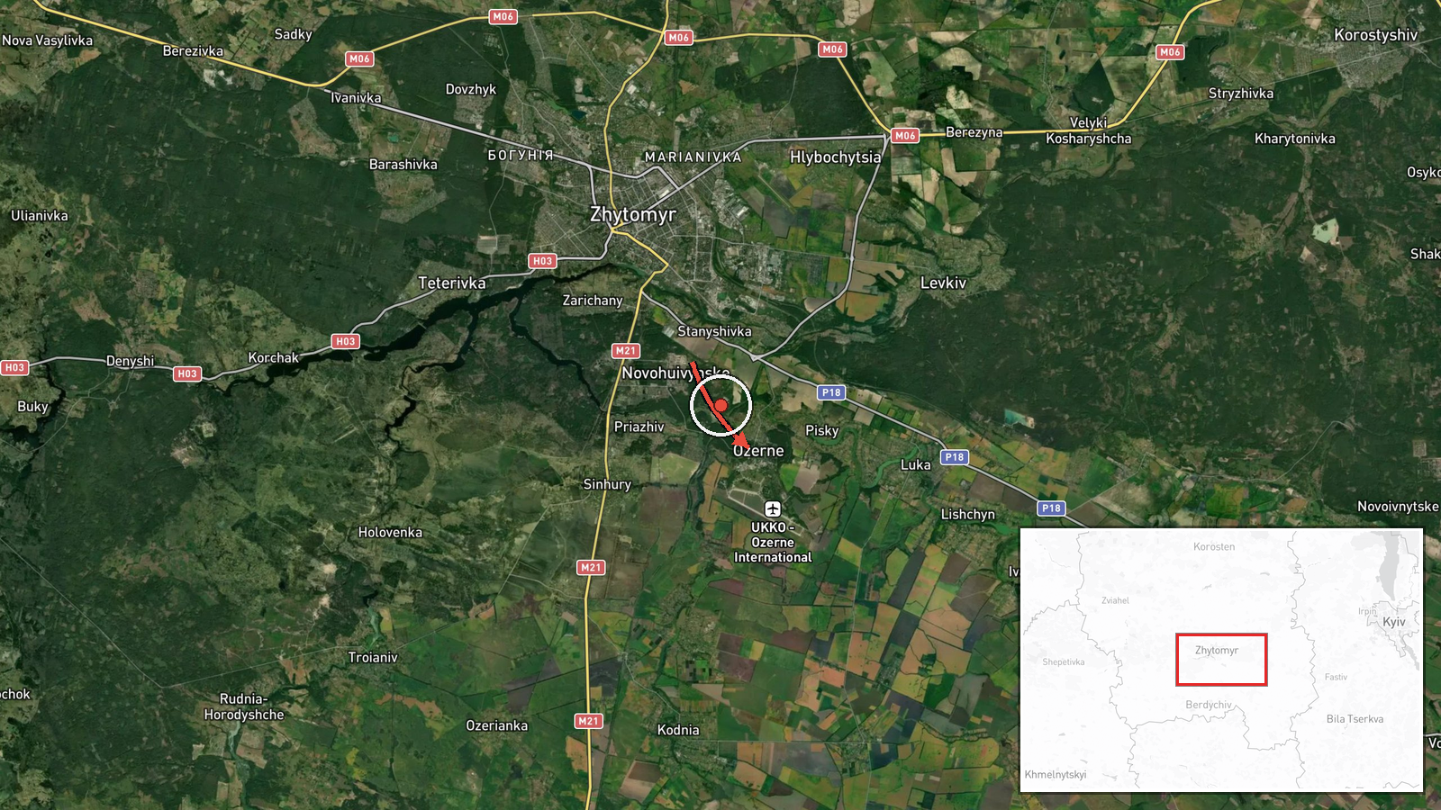 Ozerne, Ukraine — Drone Transit location map