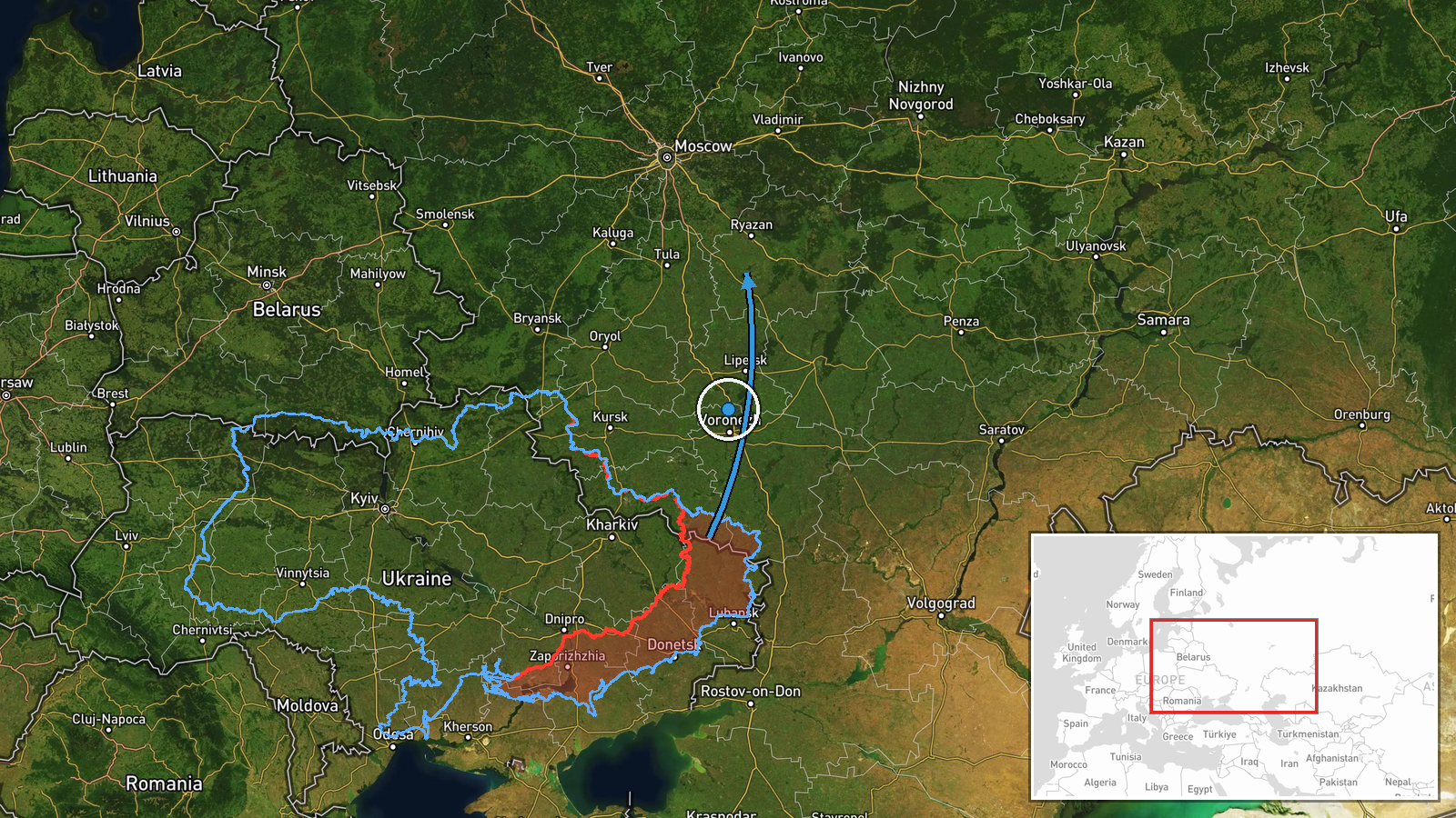 Ryazan, Ryazan Oblast, Russia — UAS Strike location map