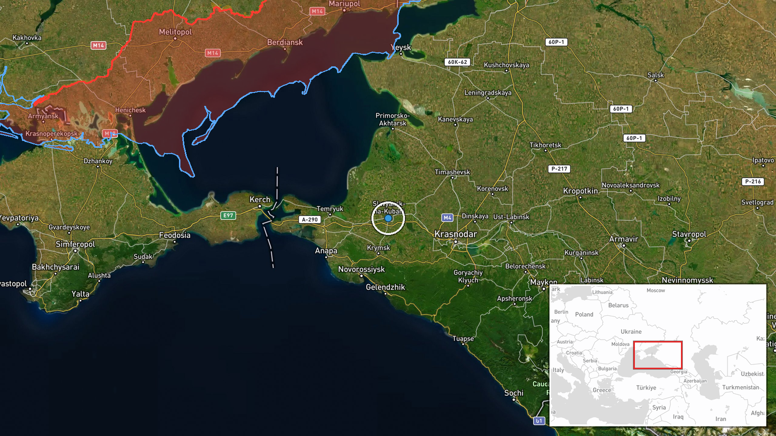 Slavyansk-na-Kubani, Krasnodar Krai, Russia — Ballistic Missile location map