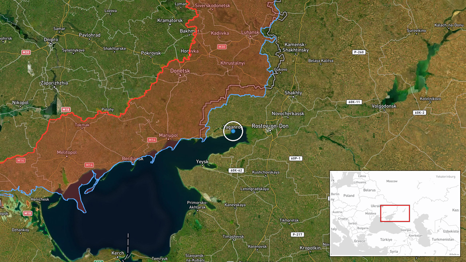 Taganrog, Rostov Oblast, Russia — Airstrike location map