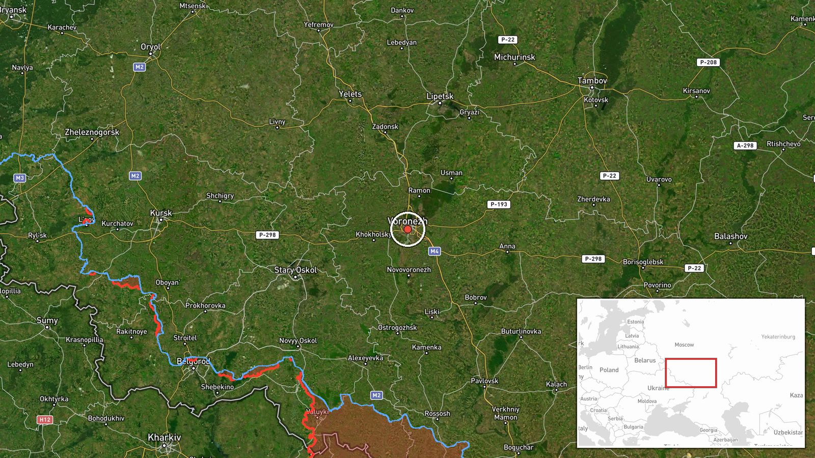Western Russia transit corridor (Voronezh–Lipetsk–Tambov–Ryazan) — Ballistic Missile location map
