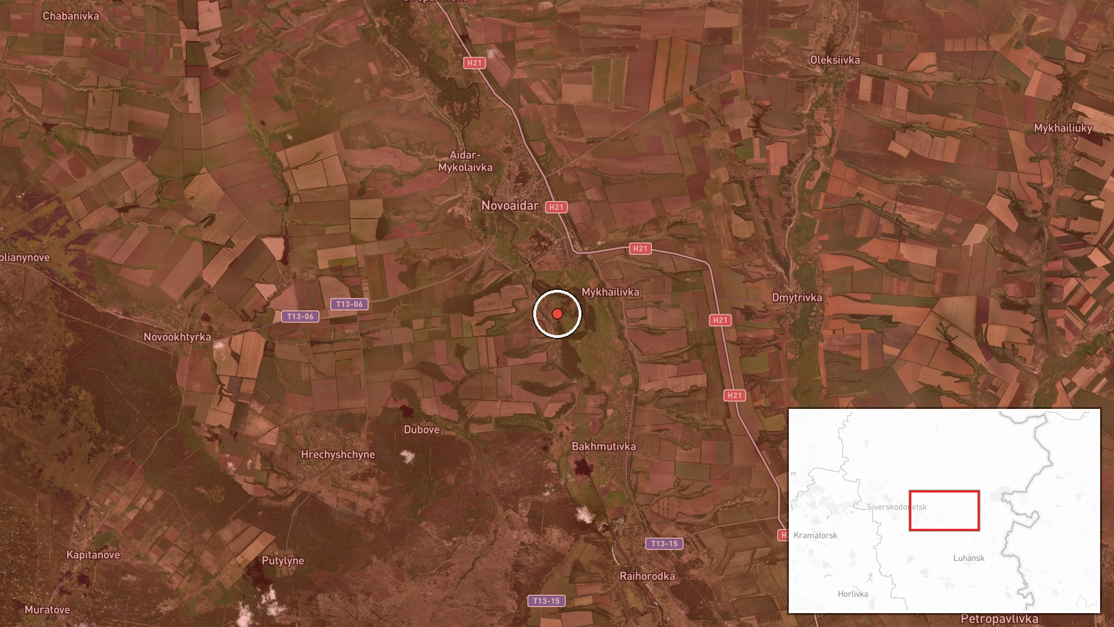 Luhansk Oblast, Ukraine — Artillery location map