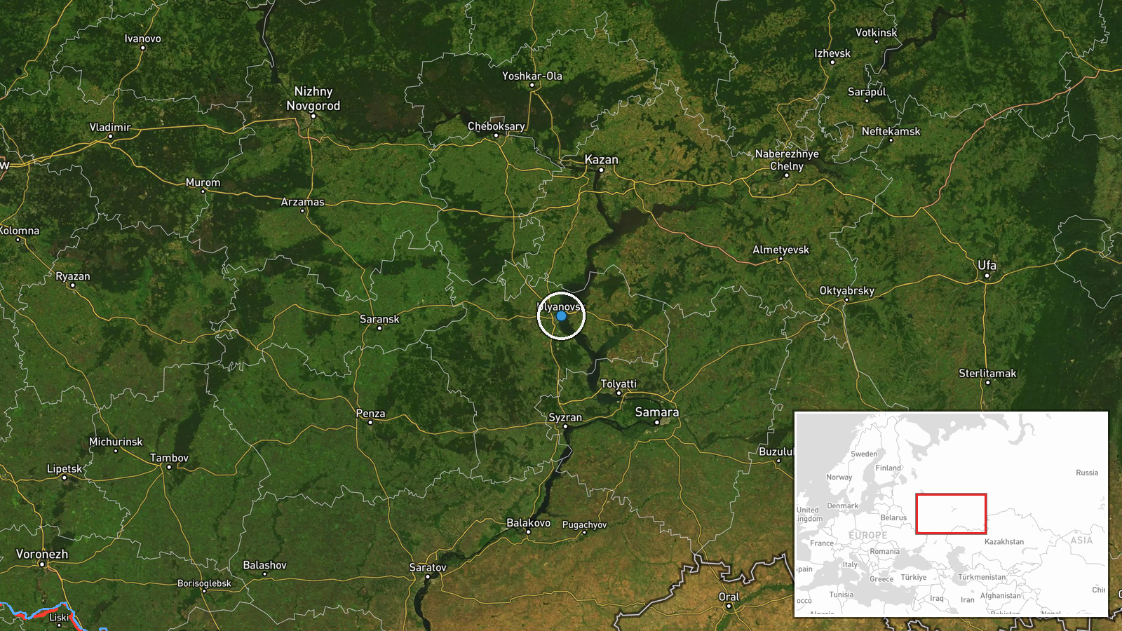 Ulyanovsk, Ulyanovsk Oblast, Russia — UAS Strike location map