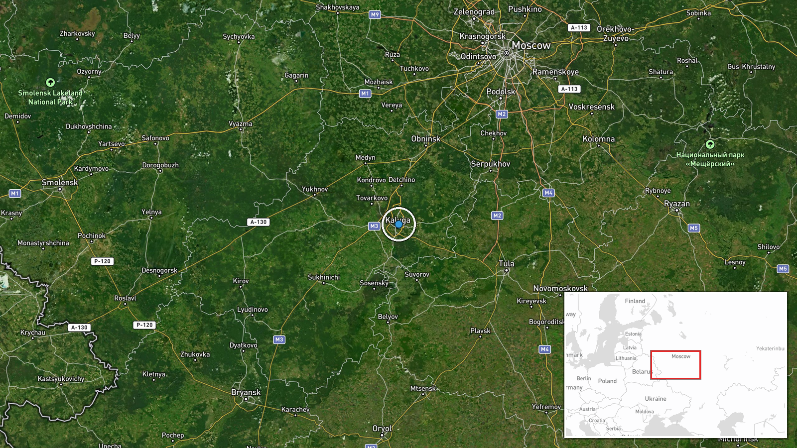 Kaluga, Kaluga Oblast, Russia — UAS Strike location map