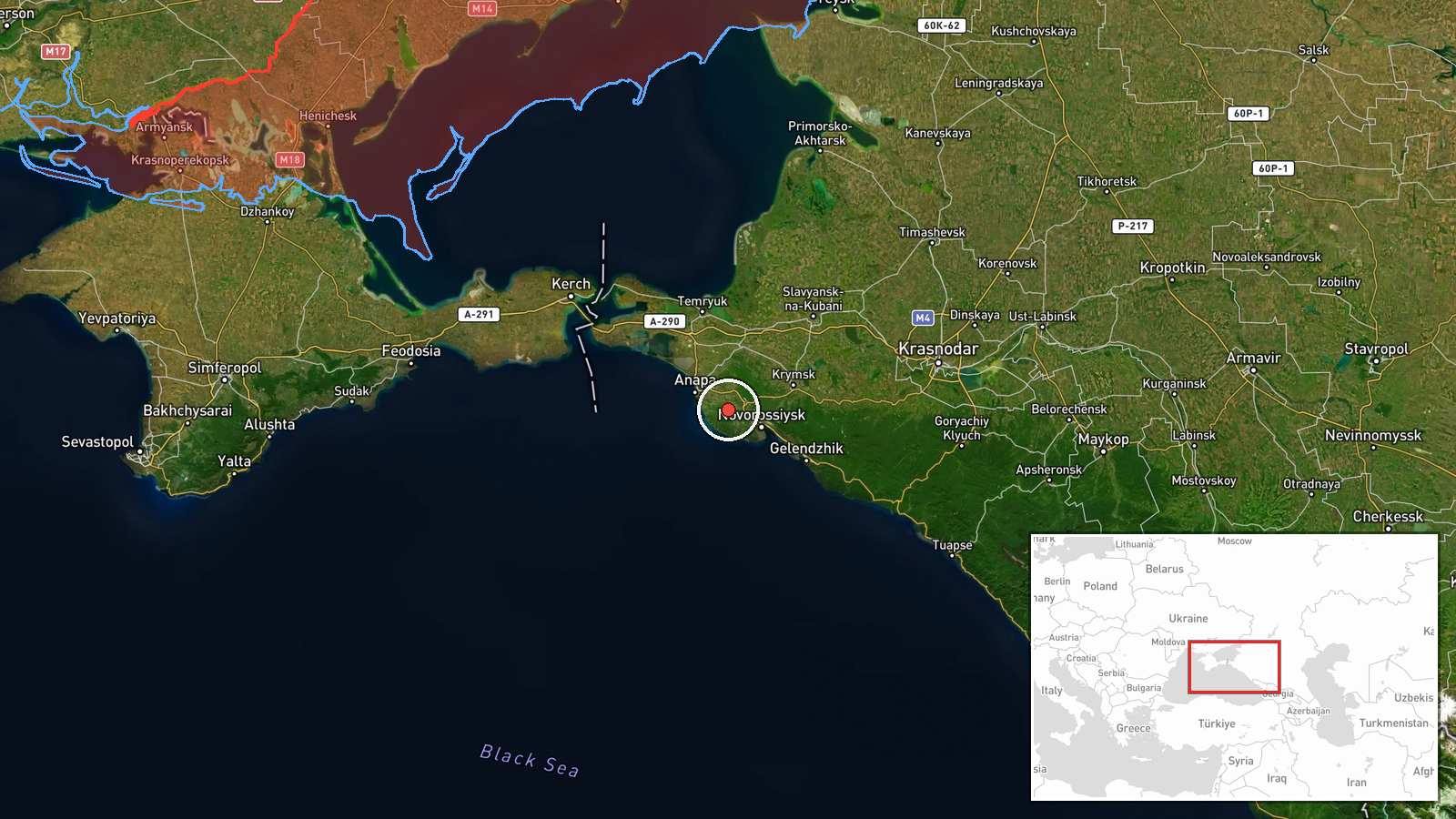 Novorossiysk to Anapa Coastline, Krasnodar Krai, Russia — Report location map