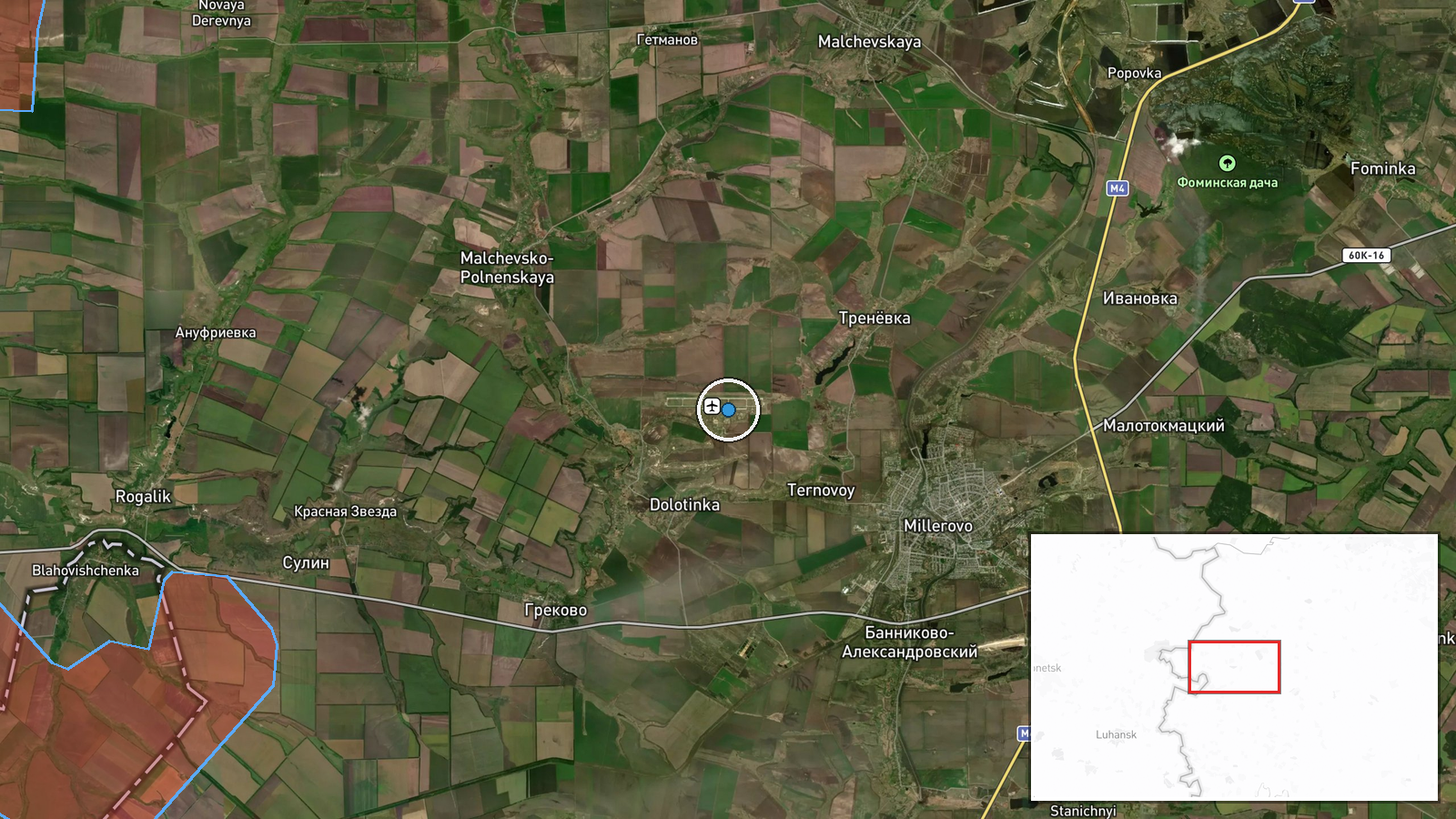 Millerovo Airfield, Rostov Oblast, Russia — Explosion location map