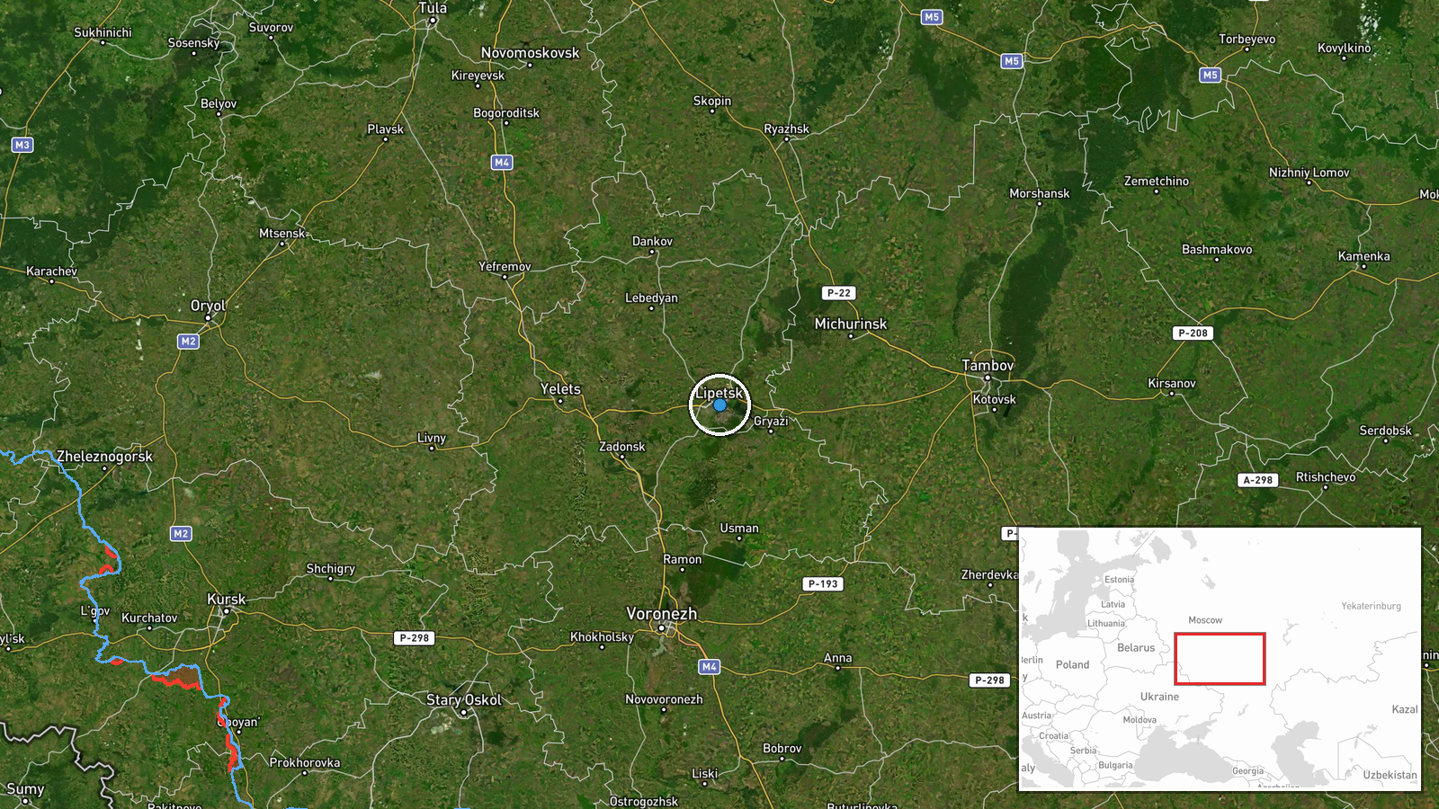 Lipetsk, Lipetsk Oblast, Russia — UAS Strike location map