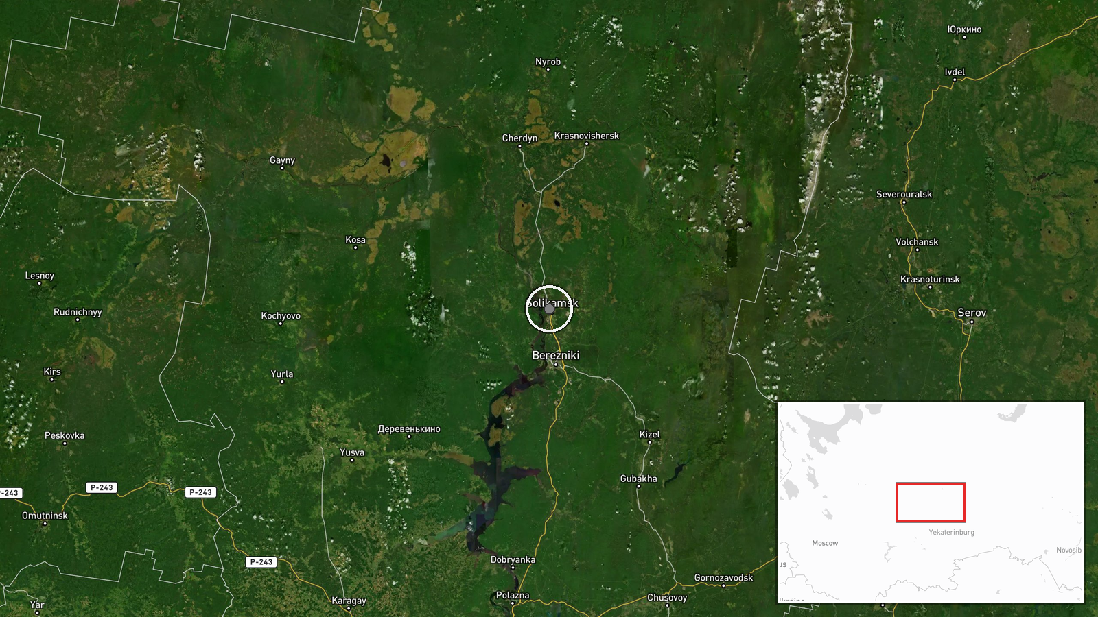 Solikamsk, Russia — Artillery location map