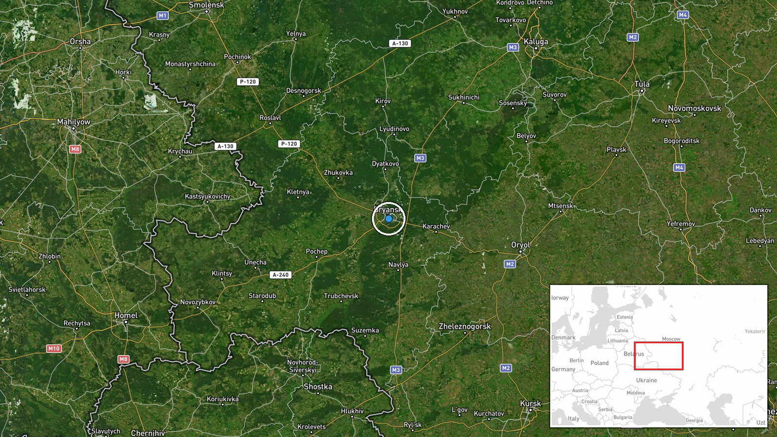 Bryansk Oblast, Russia — Siren location map