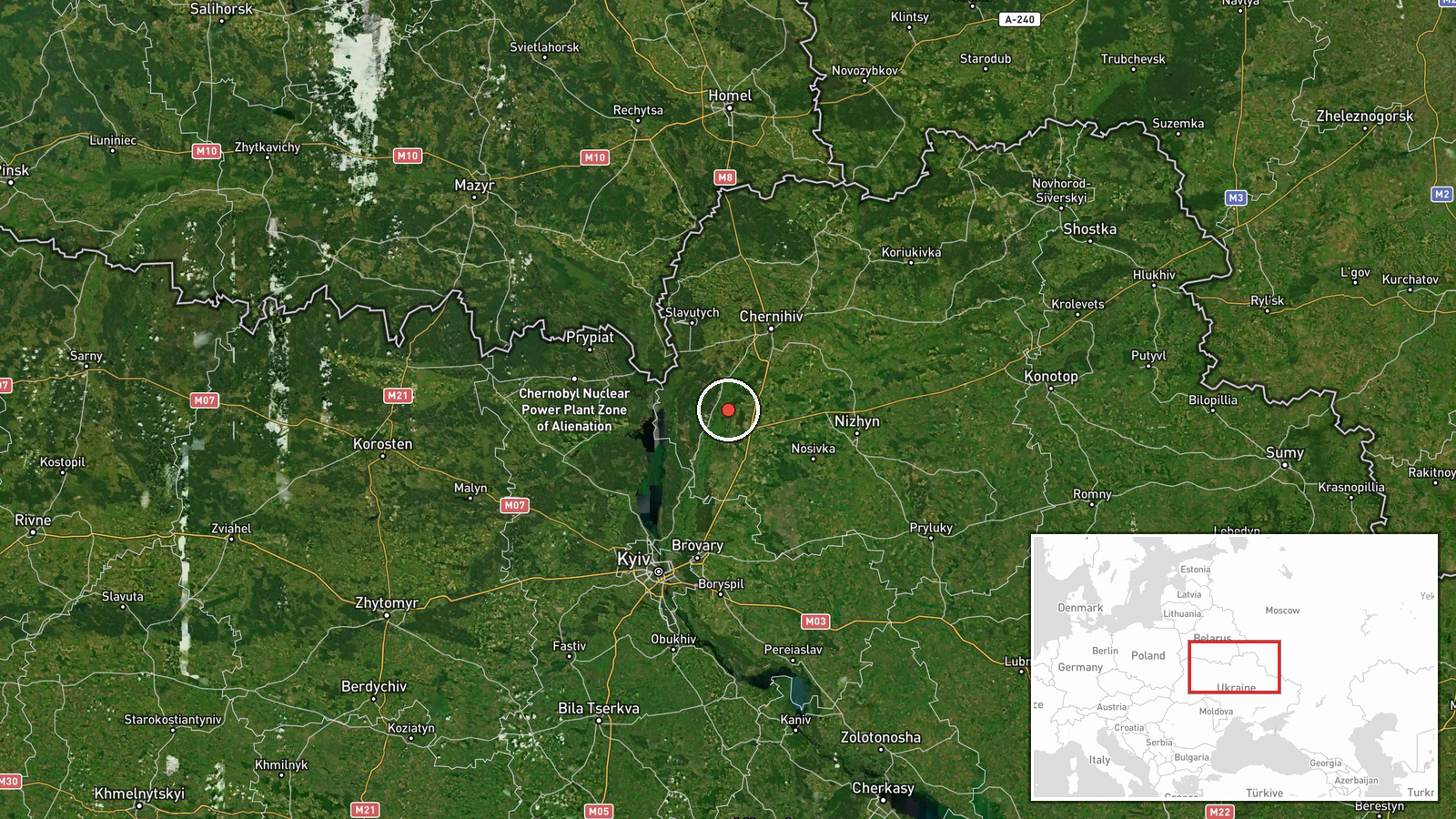 Kyiv-Chernihiv Border Region, Ukraine — Drone Transit location map
