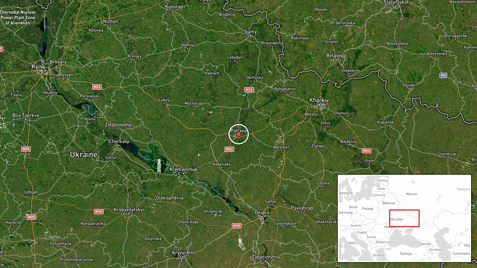 Poltava, Poltava Oblast, Ukraine — UAS Strike location map