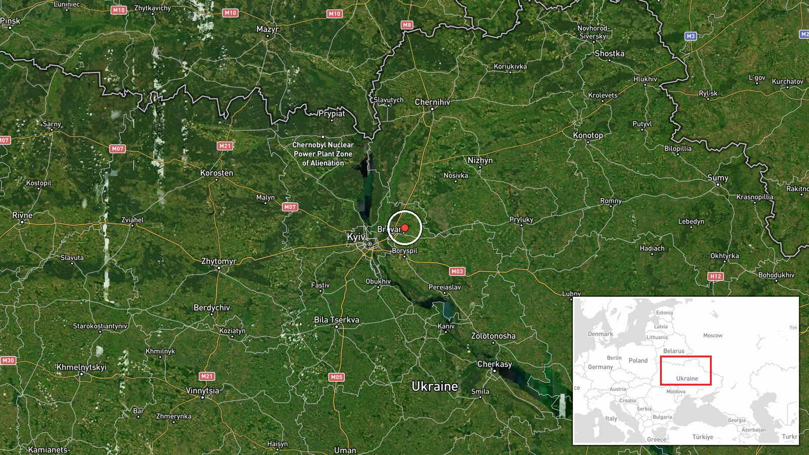 Kyiv Oblast, Ukraine — Drone Transit location map