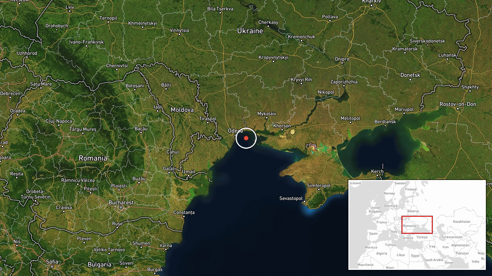 Chornomorsk, Mykolaiv Oblast, Ukraine — UAS Strike location map