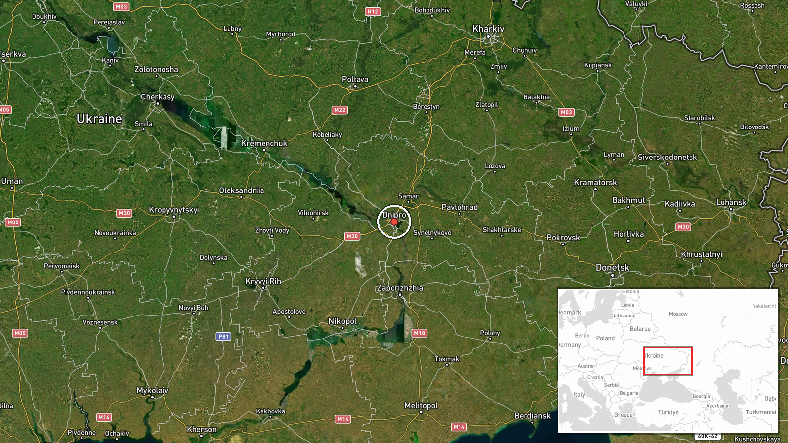 Dnipro, Dnipropetrovska Oblast, Ukraine — Drone Transit location map