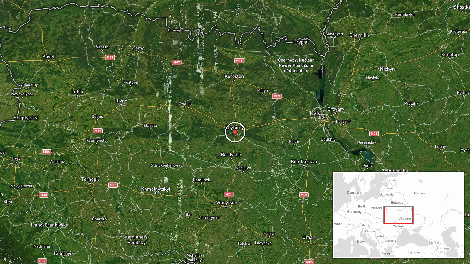 Zhytomyr, Zhytomyr Oblast, Ukraine — Drone Transit location map