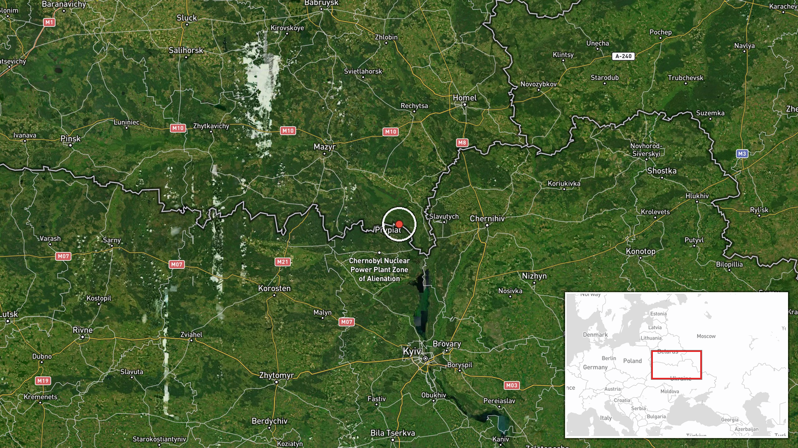 Slavutych, Chornobyl Raion, Kyiv Oblast, Ukraine — Drone Transit location map