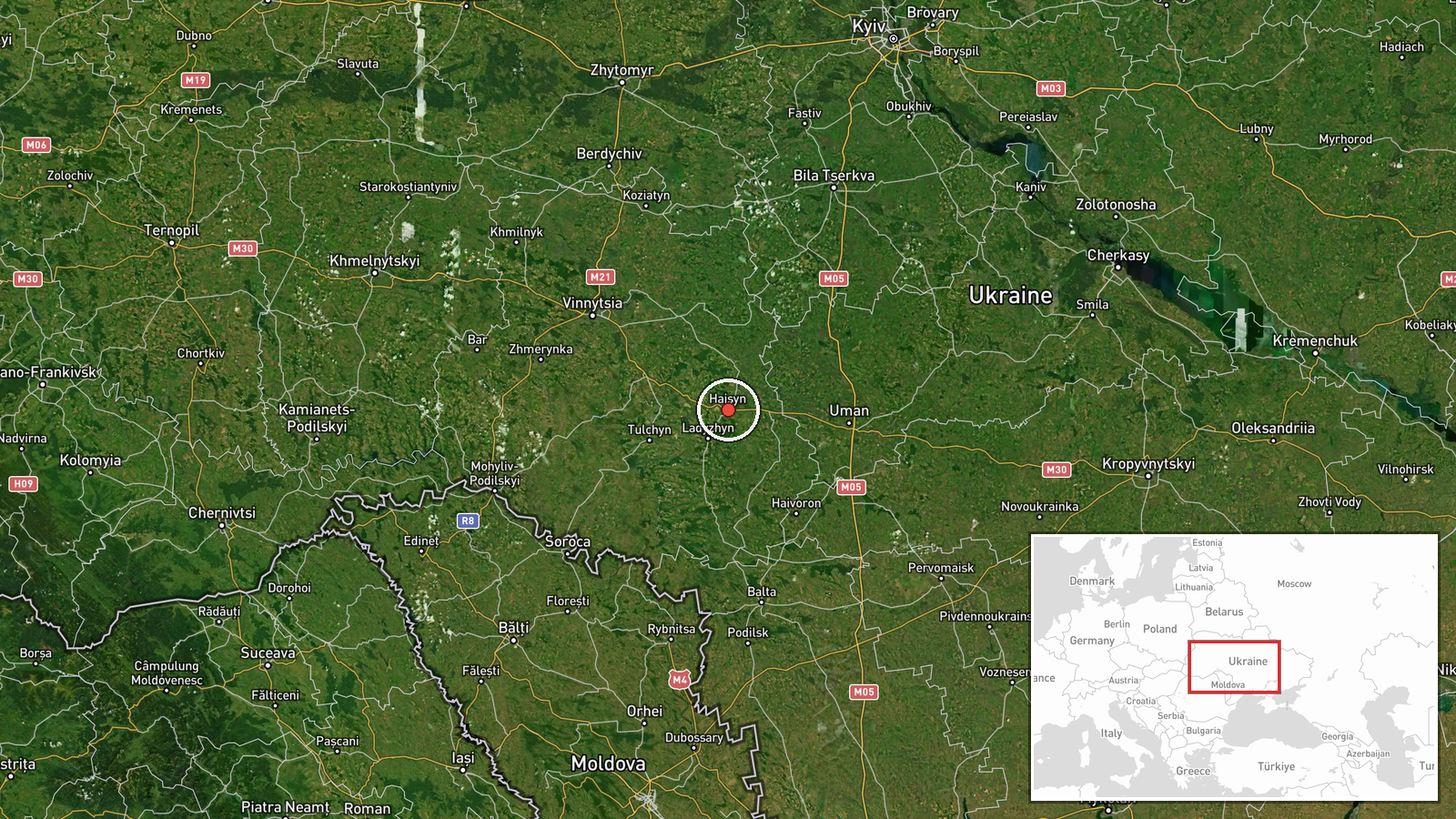 Gaisyn, Vinnytsia Oblast, Ukraine — Drone Transit location map