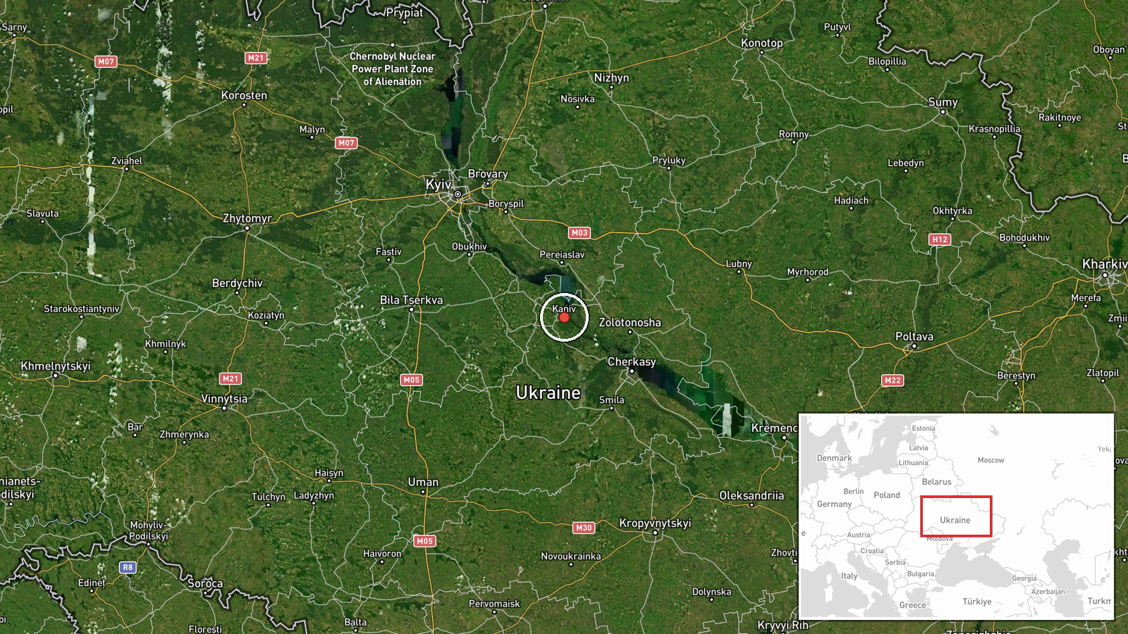 Kaniv, Cherkasy Oblast, Ukraine — Drone Transit location map