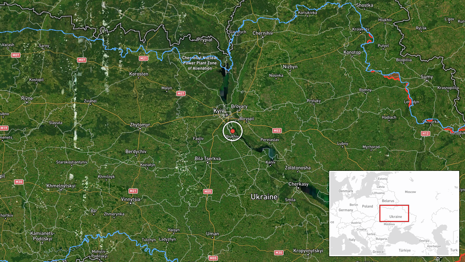 Kozyn, Kyiv Oblast, Ukraine — Drone Transit location map