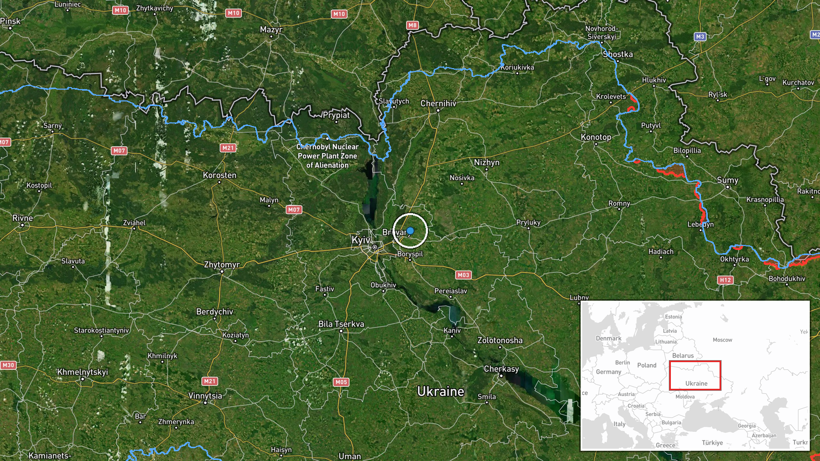 Kyiv Oblast, Ukraine — Siren location map