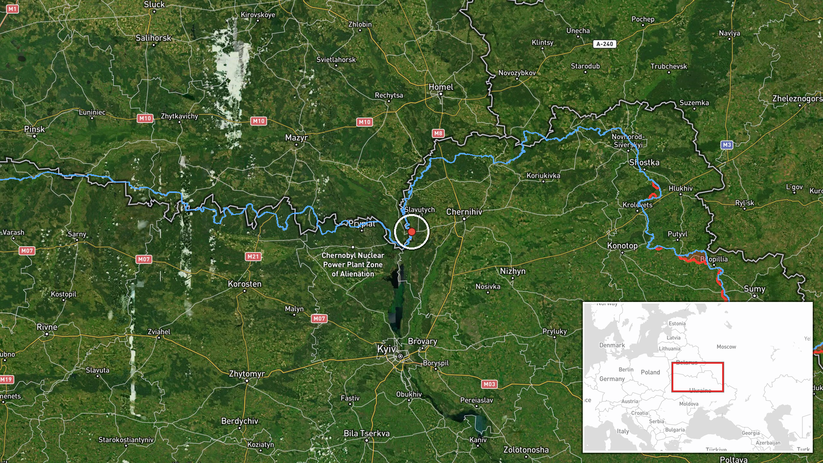 Slavutych, Chernihiv Oblast, Ukraine — Drone Transit location map