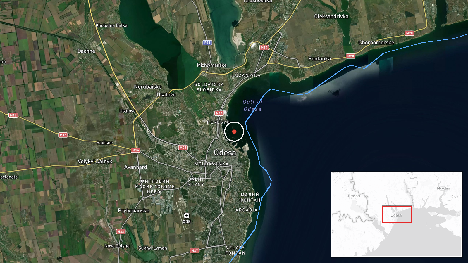 Odesa Port, Odesa Oblast, Ukraine — UAS Strike location map