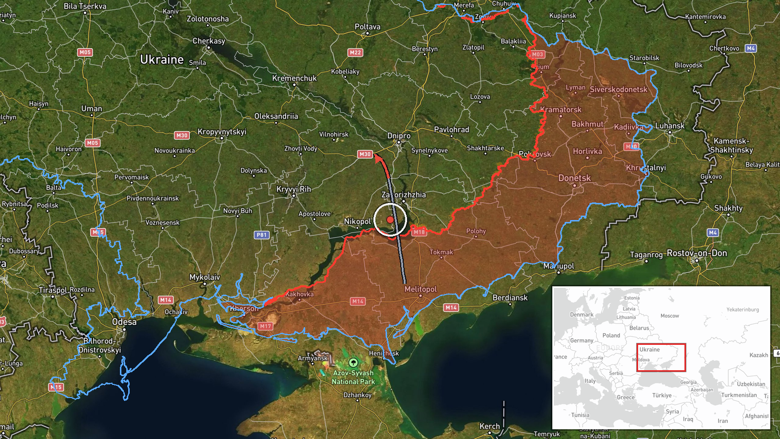 Kamyanske, Dnipropetrovsk Oblast, Ukraine — Drone Transit location map