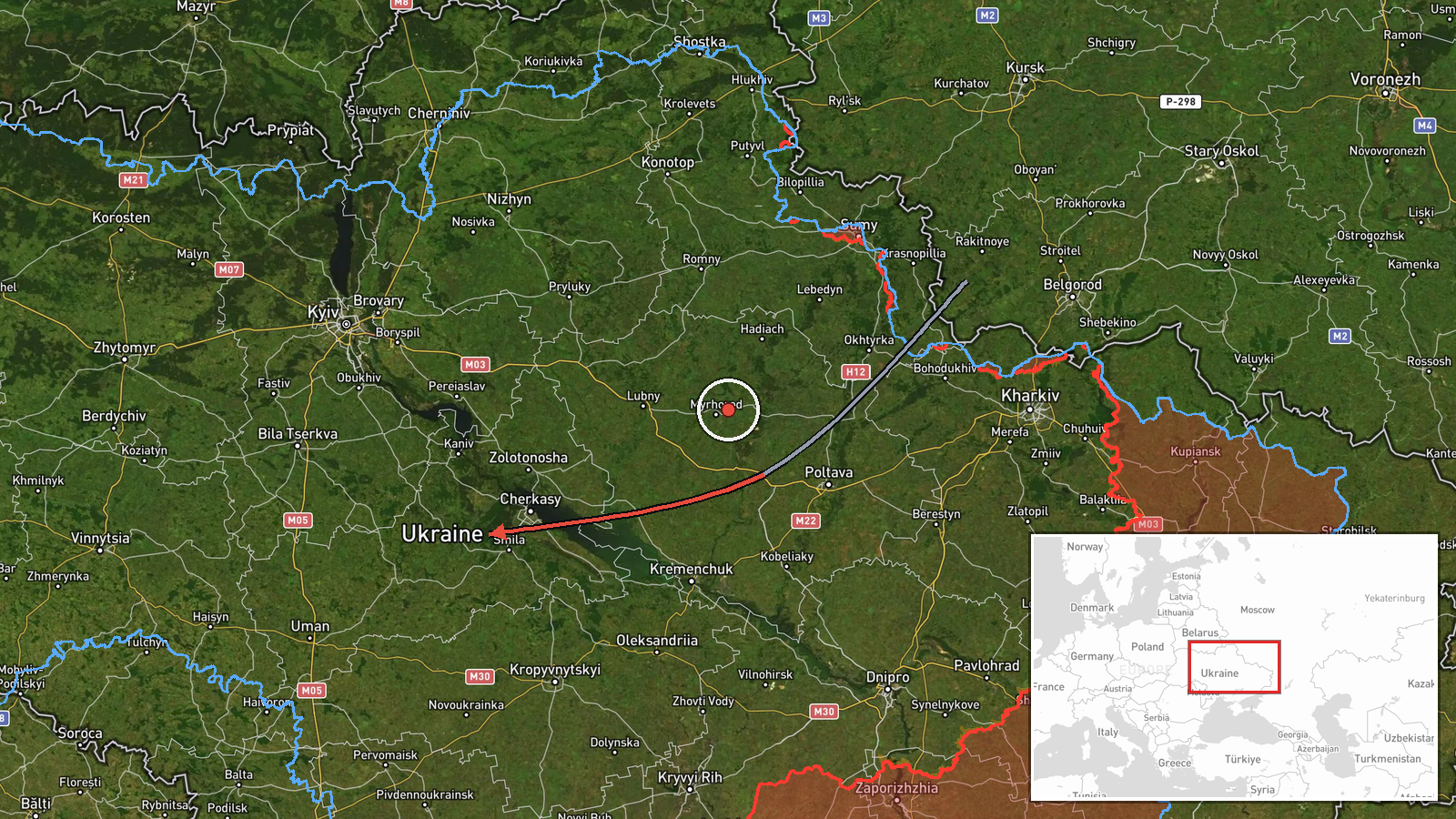 Lubny, Poltava Oblast, Ukraine — Drone Transit location map